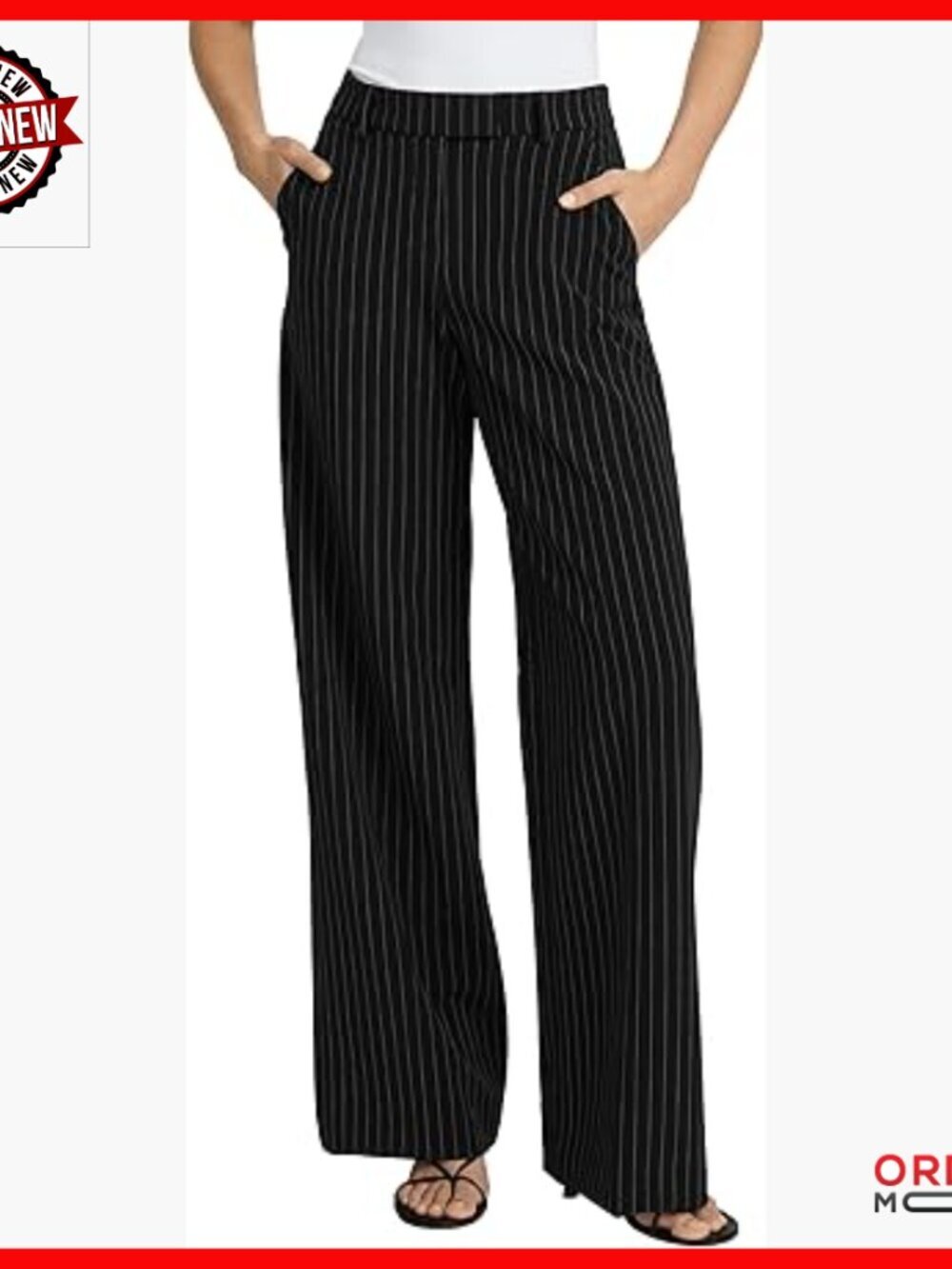 Mid Rise Pinstripe Trousers, Tailored Stretch Workwear Pants